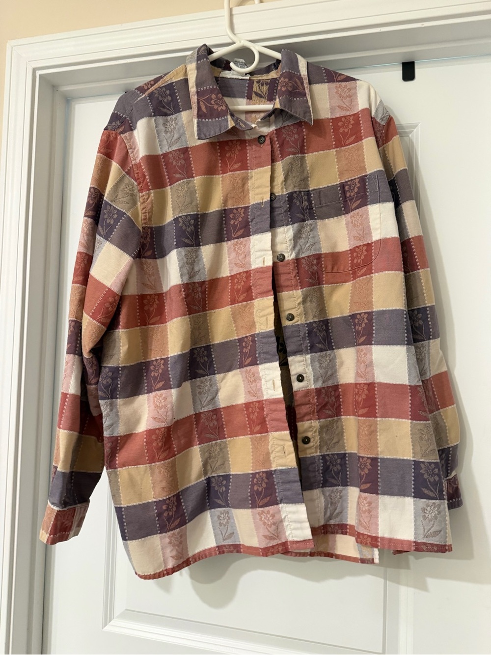 Vintage 90s Alfred Dunner Autumn Floral Plaid Button-Up Shirt